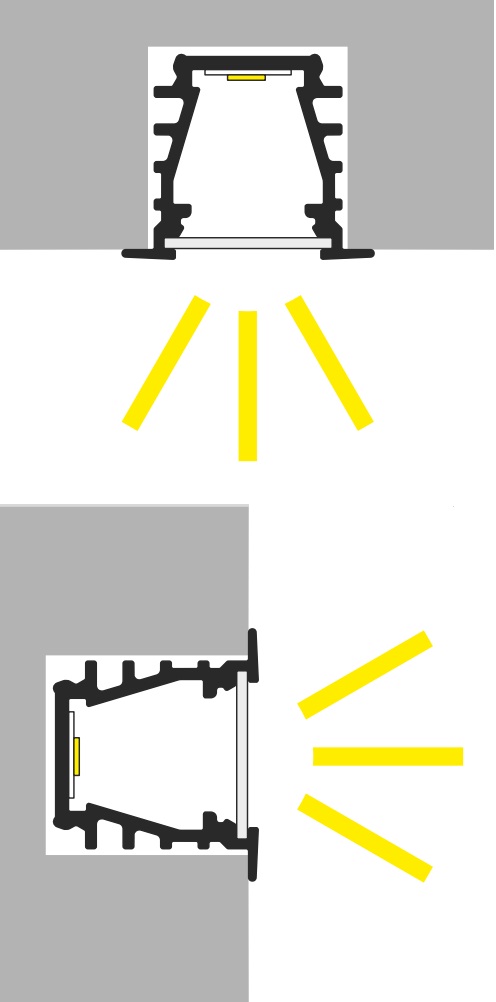 Apertura luce profilo led alluminio da incasso