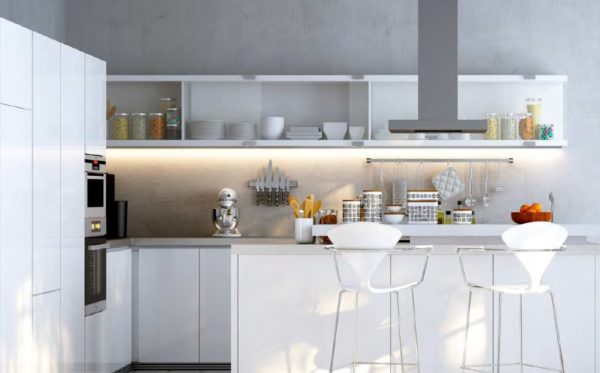 Illuminazione LED sotto pensile cucina. Realizzata della misura desiderata  con profilo a 45° …