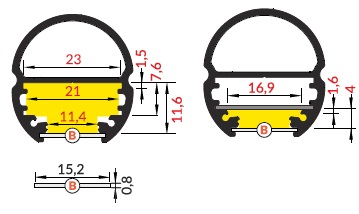 dimensioni profilo led oval