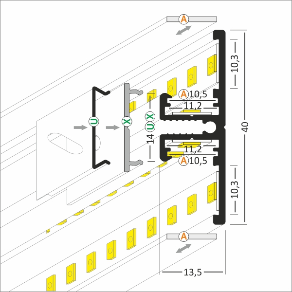 Dimensioni profilo led parete