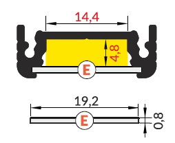 dimensioni profilo led surface 14