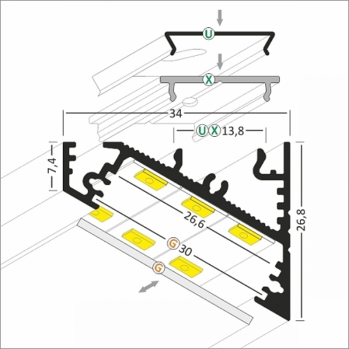 Misure profilo angolare strisce led