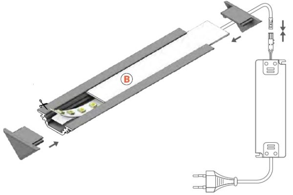 montaggio profilo led 45 gradi trio