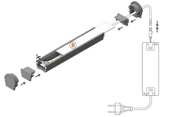 montaggio profilo led piatto uni12