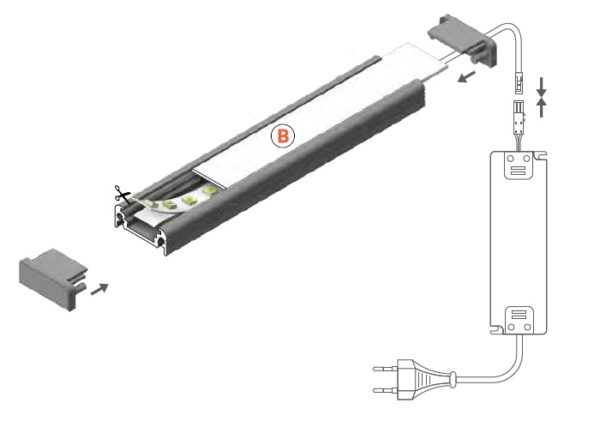 montaggio profilo led surface