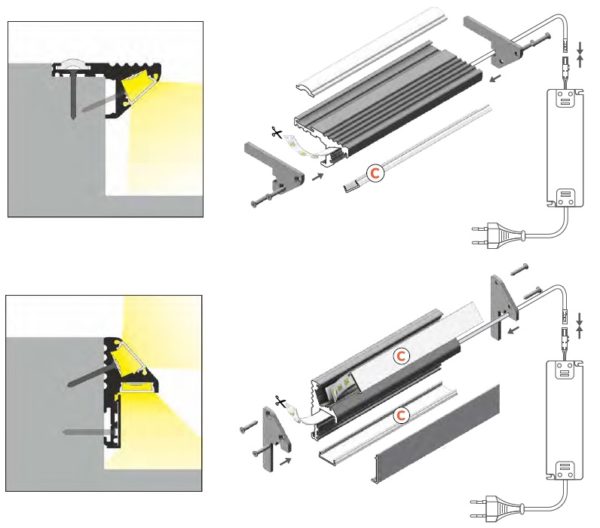 montaggio profilo led step