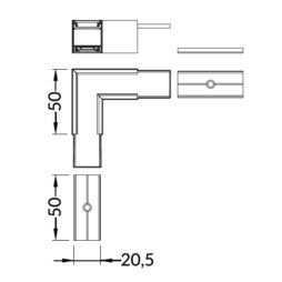 connettore angolare 90 gradi per barra led linea20