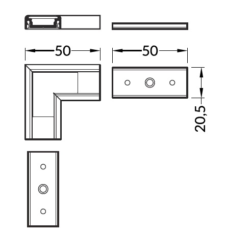 connettore angolare profilo led surface14