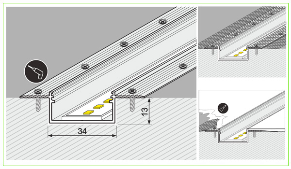 Profilo Led A Scomparsa Per Cartongesso Stuccabile