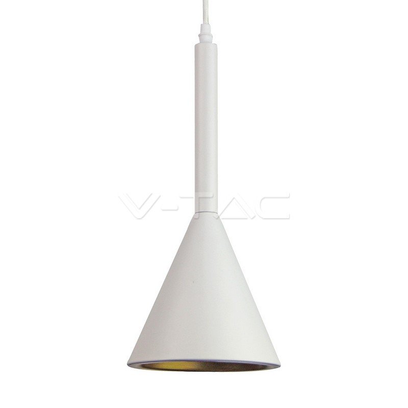 VT-7162-WH Lampadario LED a Cono in Metallo Satinato con Portalampada E27