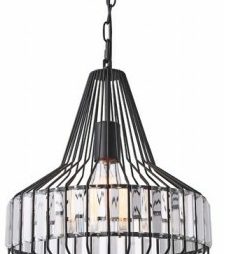 VT-7334-T Lampadario LED a Gabbia in Metallo e Cristallo con Portalampada E27