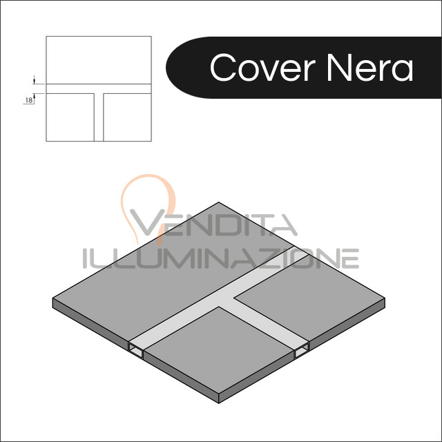 pezzo a forma di T cover nera