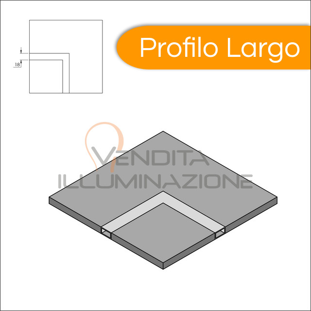 Angolo con profilo led ampio