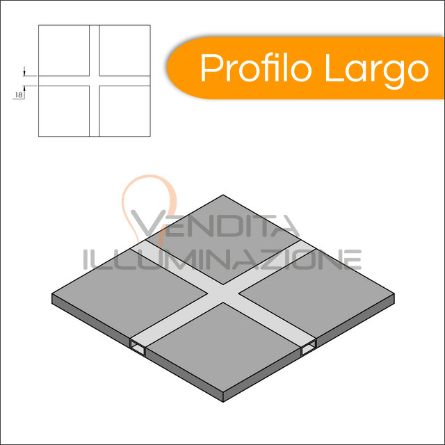 elemento a forma di croce con profilo ampio