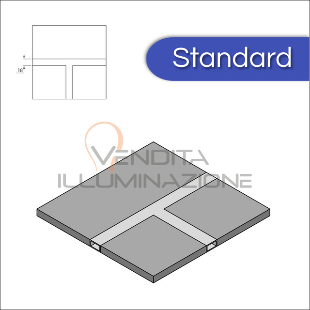 pezzo a forma di T per profilo led