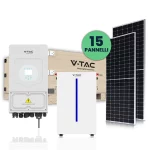 Kit fotovoltaico da 6KW, 1 set da 15 pannelli solari, 1 inverter e 1 batteria – SKU 100167