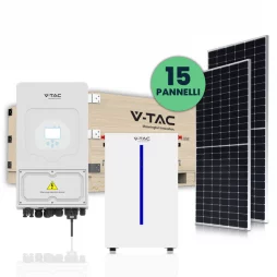 Kit fotovoltaico da 6KW, 1 set da 15 pannelli solari, 1 inverter e 1 batteria - SKU 100167
