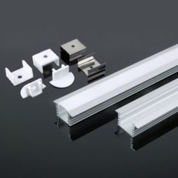 Profilo led a incasso in alluminio, per Strip LED con canalina da 12.5 mm, ideale per cartongesso - SKU 3357