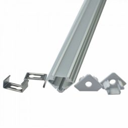 Profilo led angolare in alluminio, con cover satinata (2 pezzi) - SKU 99562
