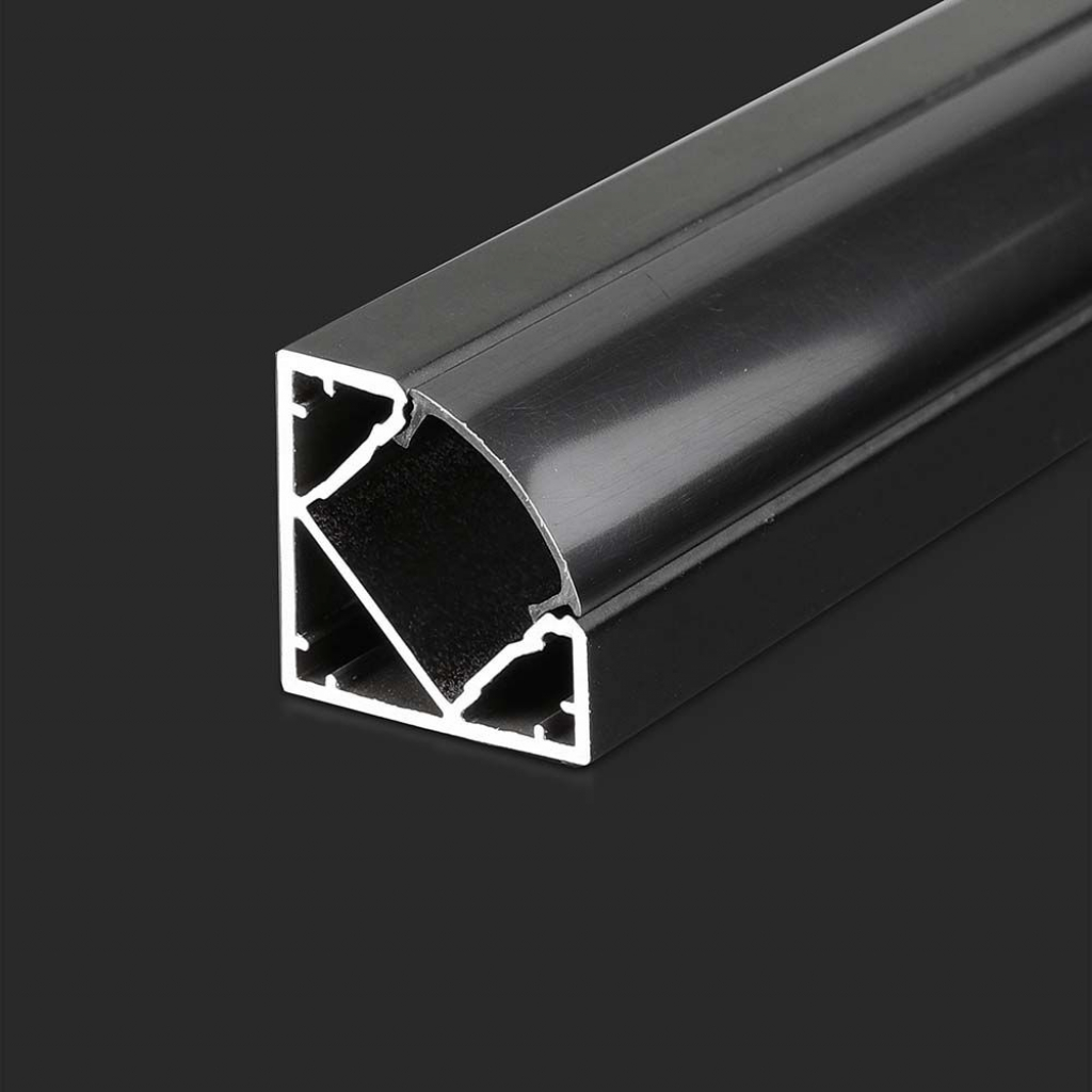 Profilo angolare in alluminio con cover nera. Vendita-Illuminazione